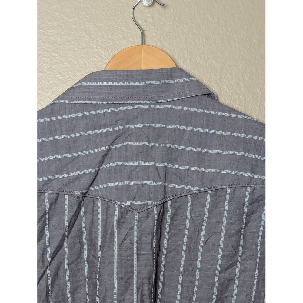 Roper Western Shirt Mens Large Grey Stripe Pearl Snap Embroidered 1-01-017-310GY - Picture 13 of 16